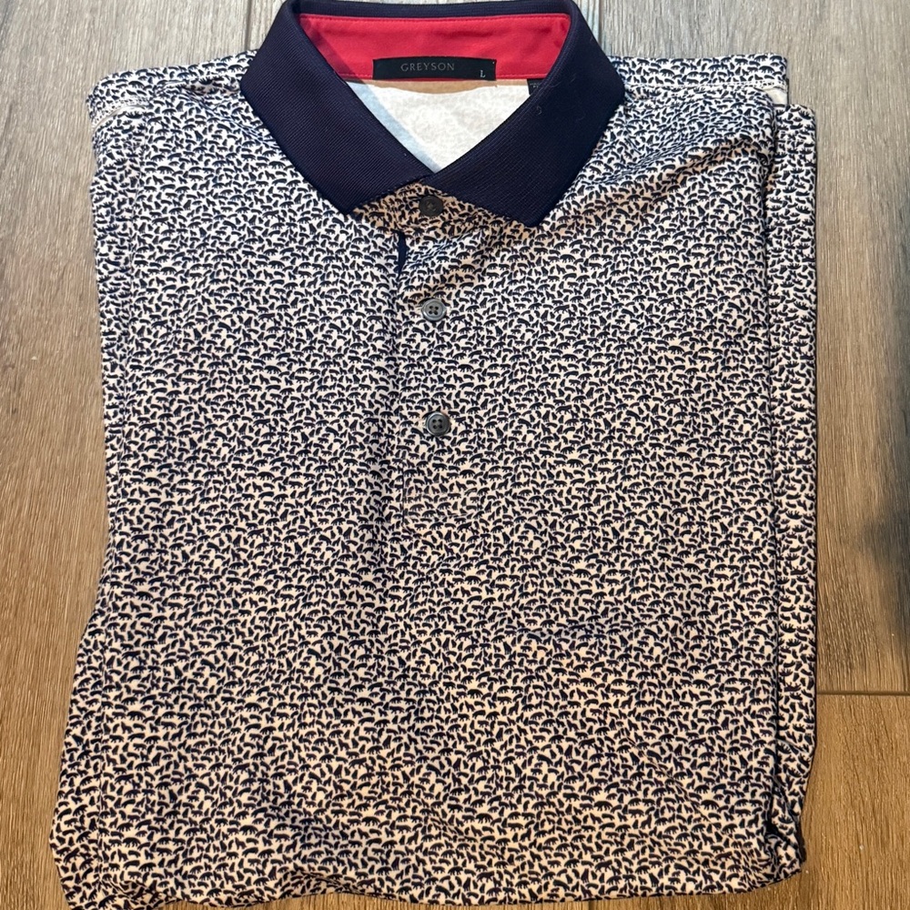 Greyson Black and White Polo with Stylish Pattern